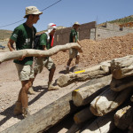 Transportando troncos para una construccion en Tatouine